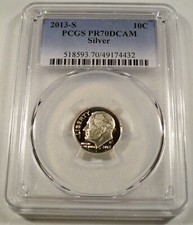 2013-S 10c PRATA PCGS PR70DCAM ROOSEVELT DIME PROVA PONTO NO ARO CAMEO PROFUNDO PR 70 comprar usado  Enviando para Brazil