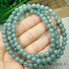 Collar de cuentas de jadeíta 100 % naturales de Birmania verde certificado 24 pulgadas segunda mano  Embacar hacia Mexico