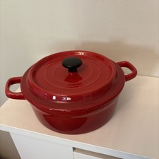 Forno redondo de 6 pol. para mesa INSEA FRANCE 1994 porcelana esmaltada tampa ramekin vermelha comprar usado  Enviando para Brazil