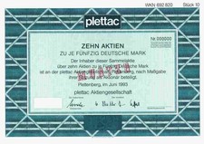 Plettac AG 1993 Plettenberg Altrad Group wyroby żelazne 500 DM WZÓR Koc Zero, używany na sprzedaż  Wysyłka do Poland