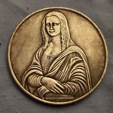 Mona Lisa Silver Coin Da Vinci Antique Art Work Medal Ancient Roman Painting UK for sale  SALFORD