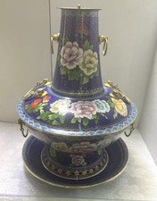 Panela quente 19 pol. esmalte cloisonné dourado flor de peônia panela caldeira atrito prato comprar usado  Enviando para Brazil