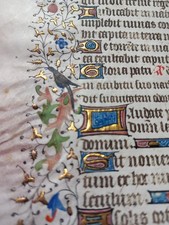ORIG VELLUM LEAF FLORAL BORDERS BIRD 12 GOLD INITIALS MANUSCRIPT LATIN 1480 AD comprar usado  Enviando para Brazil