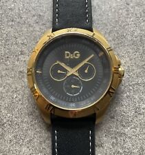 Relógio masculino Dolce & Gabbana 46 mm estojo tom dourado com mostrador preto e caixa de pulseira de couro T comprar usado  Enviando para Brazil