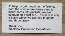 Weetabix trade card for sale  BRIDPORT