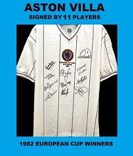 FIRMADA A MANO POR 11 ASTON VILLA 1982 FINAL COPA DE EUROPA CAMISETA DE FÚTBOL + PRUEBA segunda mano  Embacar hacia Argentina