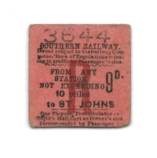 St. Johns Southern Railway SR meio bilhete década de 1940 10 milhas bicicleta perambulador comprar usado  Enviando para Brazil