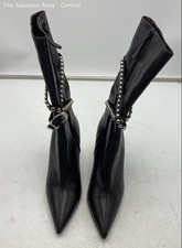 Botas de tornozelo Vicini femininas de couro preto biqueira pontiaguda salto agulha tamanho 9 comprar usado  Enviando para Brazil