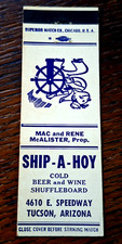 Matchbook Vintage: Ship-A-Hoy, Tucson, AZ Bar, usado comprar usado  Enviando para Brazil