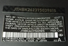Adesivos Toyota Vin ou placa de alumínio (CONJUNTO) comprar usado  Enviando para Brazil