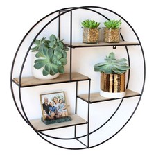Okrągła półka ścienna metalowo-drewniana w stylu loftowym 55x55 cm na sprzedaż  PL