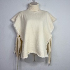 Poncho feminino See By Chloe L lã creme gola alta franja designer luxo neutro comprar usado  Enviando para Brazil