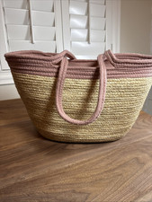 Bolsa tote de praia Sun'N'Sand tecido palha fibra com zíper forrada multibolsos 2 alças piscina, usado comprar usado  Enviando para Brazil