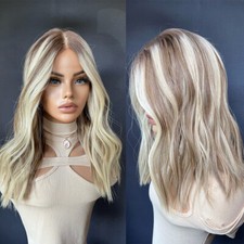 Usado, Peruca de renda cabelo humano brasileiro premium loira cinzenta raízes marrons comprar usado  Enviando para Brazil
