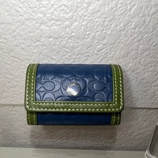 Usado, Suporte para estojo de viagem Coach Signature lente de contato com espelho encaixe couro verde azul comprar usado  Enviando para Brazil