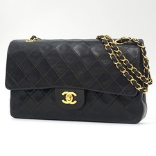 Bolsa de ombro CHANEL preta pele de cordeiro aba dupla média #7549, usado comprar usado Bolsa de ombro CHANEL preta pele de cordeiro aba dupla média #7549, usado comprar usado  Enviando para Brazil