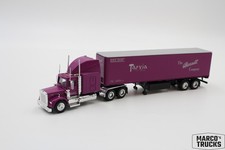 Semi-reboque Herpa Kenworth W900 "Tarvia Barrett" construção personalizada 1:87 /H22330, usado comprar usado  Enviando para Brazil