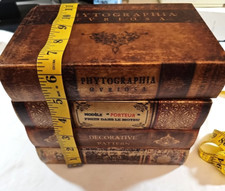 Caixa vintage de madeira em forma de livro com 2ª caixa em forma de livro dentro comprar usado  Enviando para Brazil