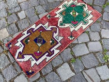 Tapete turco pequeno ug, vintage, tapete de lã feito à mão, tapete de entrada 1,2 x 2,8 pés comprar usado  Enviando para Brazil