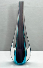 Vaso longo Flavio Poli meados do século Murano roxo, azul e transparente vidro artístico italiano comprar usado  Enviando para Brazil