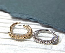 1 peça anel de segmento articulado frontal de ouro 14kt sólido gema e miçangas clicador de cartilagem hélice comprar usado  Enviando para Brazil