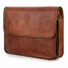 Bolsa carteiro masculina satchel ombro genuína nova marrom feita à mão laptop comprar usado  Enviando para Brazil
