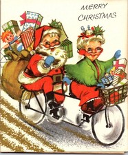 Papai Noel Mrs. Bicicleta Tandem Bicicleta Bicicleta para Dois de Nós Cartão de Natal Antigo comprar usado  Enviando para Brazil