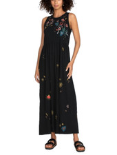 Maxi Vestido JOHNNY WAS Ruth Bordado Sin Mangas Negro XS Colorido Verano Divertido segunda mano  Embacar hacia Mexico