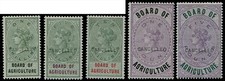FISCALS 1890 'BOARD OF AGRICULTURE' 1/-, 5/-, 10/-, £1 & £5 OVPT 'CANCELADO... comprar usado  Enviando para Brazil