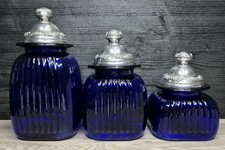 cobalt glass blue 3 canisters for sale cobalt glass blue 3 canisters for sale Troutville
