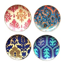 Tracy Reese Neiman Marcus Juego de 4 Platos de Postre Abstractos Damasco 7" Borde Dorado segunda mano  Embacar hacia Mexico