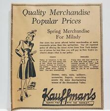 1940 Kauffman's Store Moda Feminina Staunton VA Jornal ANÚNCIO IMPRESSO, usado comprar usado  Enviando para Brazil