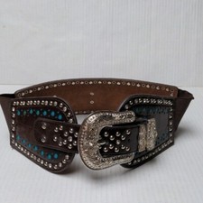 Cinto Montana West couro strass largo marrom cowgirl faroeste Sma 26-28 comprar usado  Enviando para Brazil