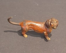 Cachorro Dachshund vintage pintado a frio bronze miniatura com cauda ondulada 5,8 cm x 3 cm comprar usado  Enviando para Brazil