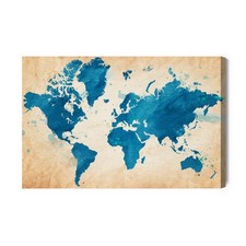 Obraz na płótnie Mapa Świata Akwarela Vintage  Premium Canvas na sprzedaż  PL