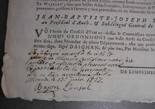 Bajon Consul de Mirande.Affiche pour fonds Entrepreneurs Ponts et Chaussées.1737 comprar usado  Enviando para Brazil