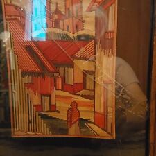 Quadro de palha mexicano vintage em moldura de madeira esculpida comprar usado  Enviando para Brazil