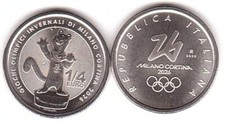 Itália 1/4 Euro 2025 UNC Mascote XXV Jogos Olímpicos de Inverno, Milão e Cortina 2026, usado comprar usado  Enviando para Brazil