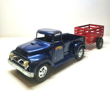 Vintage 1957 Tonka Toys No. 28 caminhonetes azuis com reboque vermelho aço prensado comprar usado  Enviando para Brazil