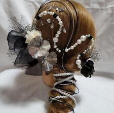 Kanzashi quimono vara de cabelo prata preta pérola corrente corda arranjo Mizuhiki, usado comprar usado  Enviando para Brazil
