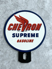 Placa de porcelana vintage Chevron Supreme gasolina motor óleo bomba de gasolina placa superior comprar usado  Enviando para Brazil