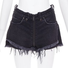 Mini shorts UNRAVEL PROJECT azul escuro algodão com zíper em torno angustiado 25" comprar usado  Enviando para Brazil