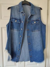 Size denim sleeveless for sale  NEWPORT