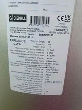 Gledhill 200l direct for sale  BIRMINGHAM