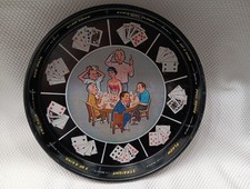 Bandeja de bar vintage bebidas pôquer receita gráficos 13" festa alvenaria metal preto comprar usado  Enviando para Brazil
