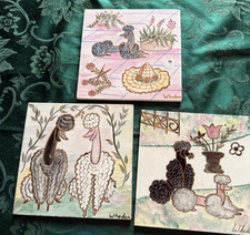3 Poodle Azulejos Aïda Wheeler MCM Wheeling EUA 6” Cerâmica Vintage Pintada à Mão comprar usado  Enviando para Brazil