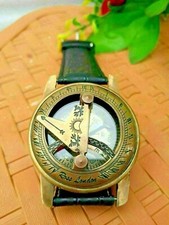 Relógio de sol antigo estilo náutico pulseira de couro bússola pulso bronze steampunk comprar usado  Enviando para Brazil