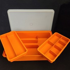 Kit de costura vintage Tupperware TupperCraft 1421 equipamento artesanal 4 peças organizador laranja comprar usado  Enviando para Brazil