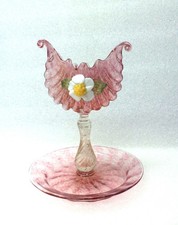 ANTIGO VASO DE VIDRO ARTE ROSA MURANO SALVIATI COM FLOR, usado comprar usado  Enviando para Brazil
