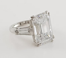 RARO ANEL SOLITÁRIO DE DIAMANTE TRATADO CORTE ESMERALDA BRANCO 5,60 quilates em prata 925, usado comprar usado  Enviando para Brazil